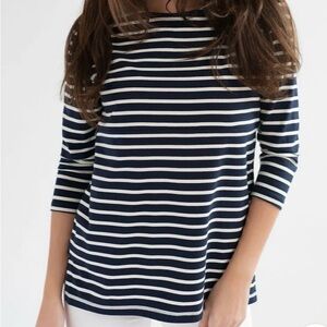 Nursing Queen Striped Boatneck Nursing Zip Top